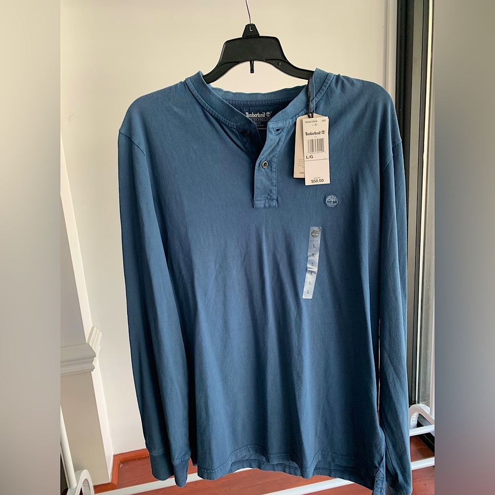 NWT men’s slim fit blue long sleeve Timberland t-shirt